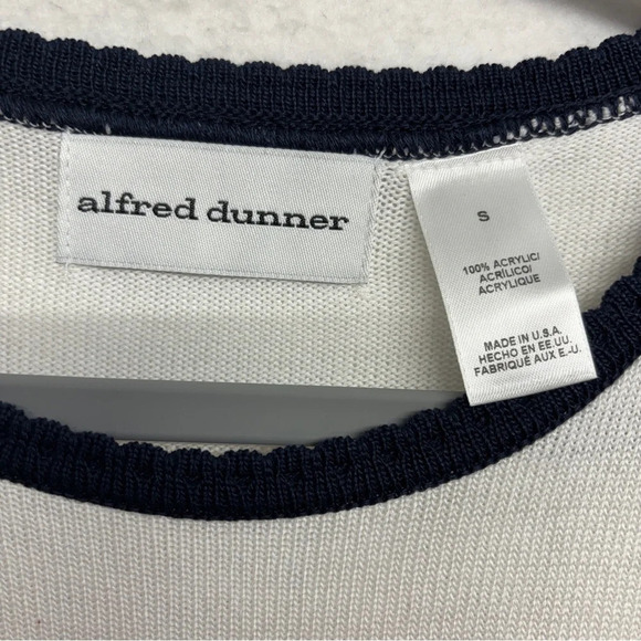 NWT Alfred Dunner Blouse Knit Striped White Blue Salmon Acrylic S - Picture 3 of 7